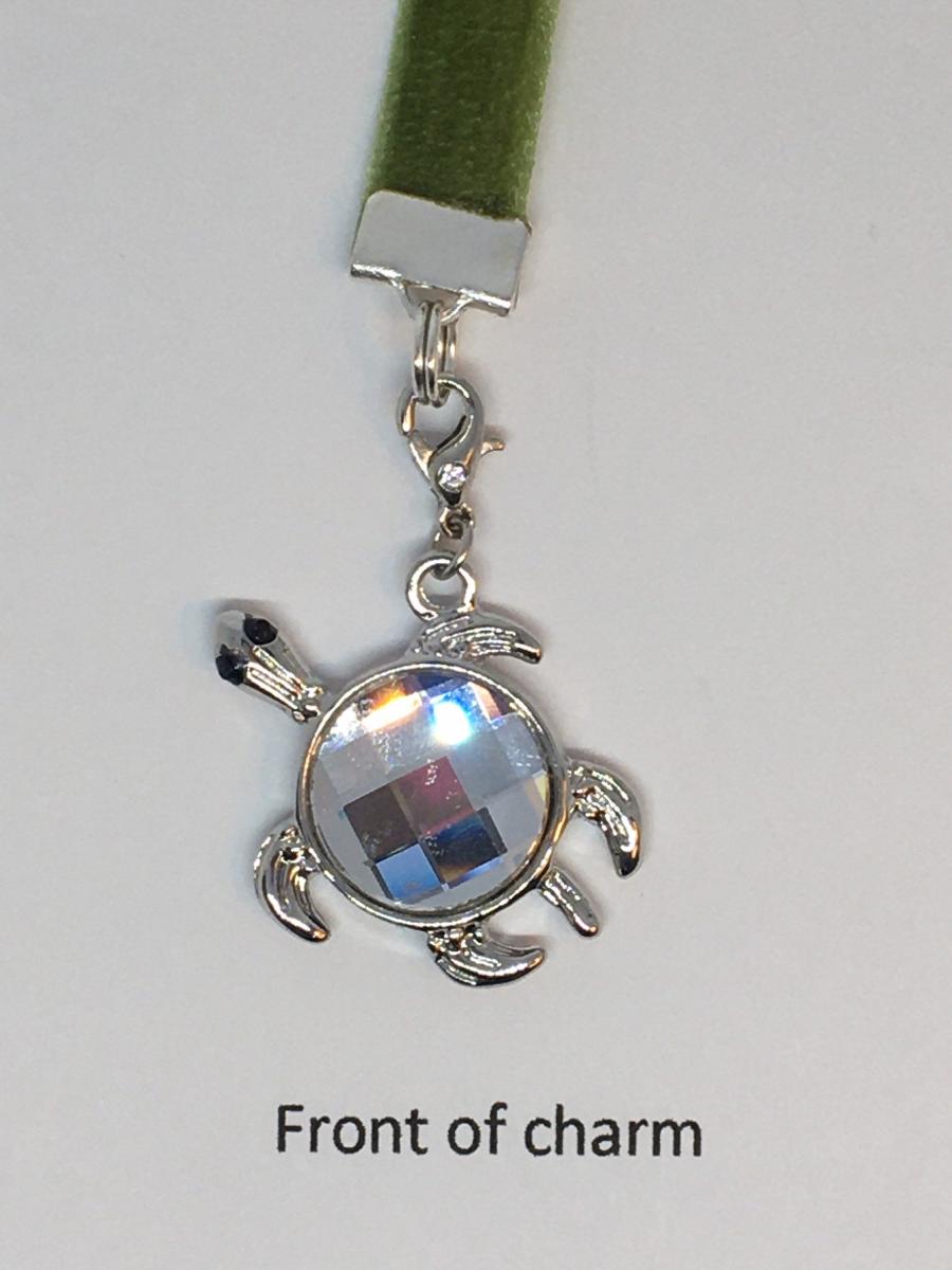 Turtle Bookmark / Exquisite Swarovski Crystal Unique Gift /Tortoise Bookmark- Attach clip to book cover then mark page with ribbon & charm picture