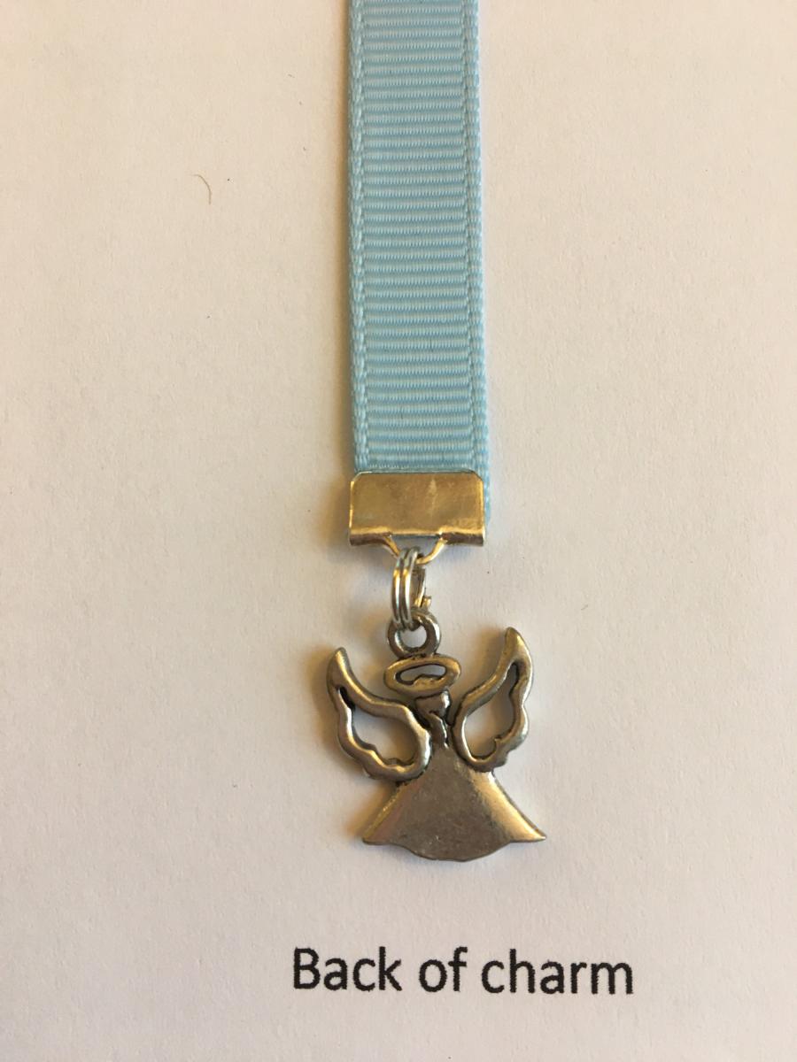 Angel bookmark / Christian bookmark - Attach clip to book cover then mark the page with the ribbon. Never lose your bookmark! picture