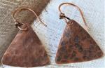 Hammered Copper Drop Triangular Earrings