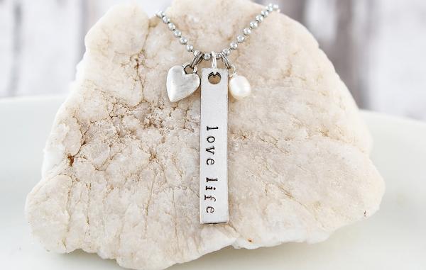 Love Life Hand Stamped Necklace picture