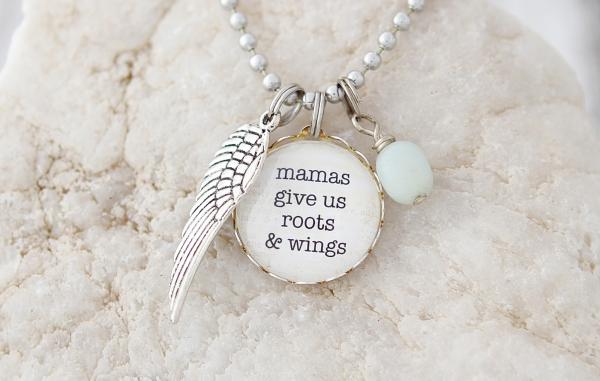 Mamas Give Us Roots and Wings Necklace