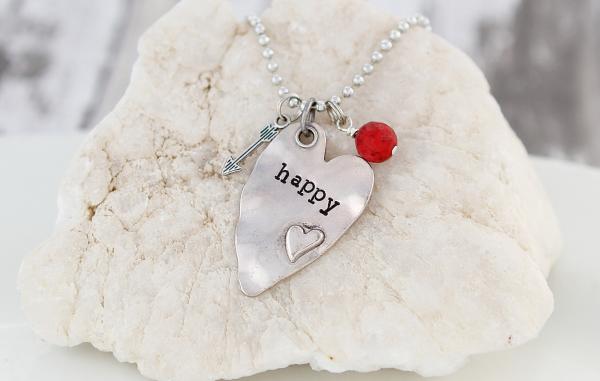 Happy Hand Stamped Necklace