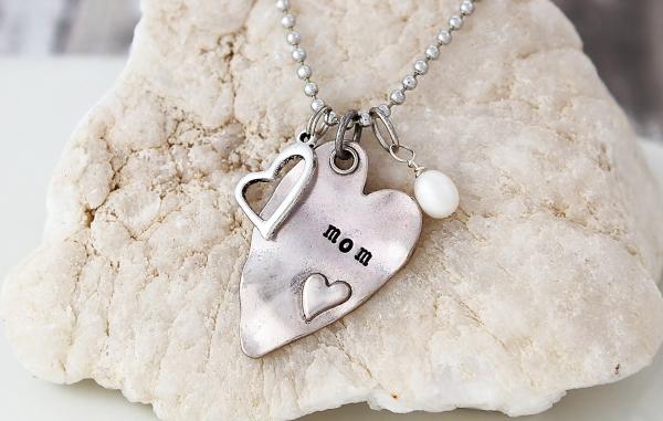 Mom Hand Stamped Necklace picture