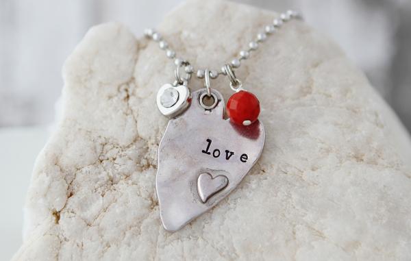 Love Hand Stamped Necklace