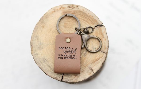 See the World Leather Keychain