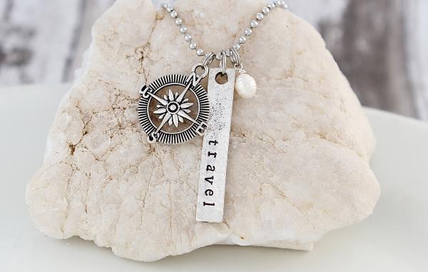 Travel Hand Stamped Necklace