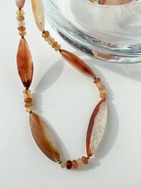 Carnelian Necklace with Shades of Orange and White picture