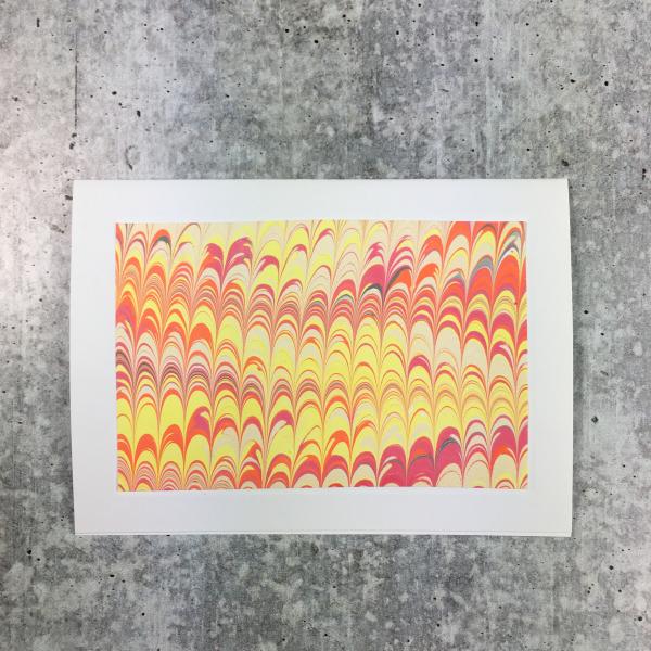 Blank card with marbled paper, Yellows/Reds/Pinks picture