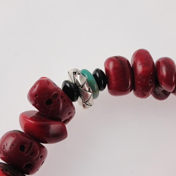 Red Coral and Fine Silver Mantra Necklace picture