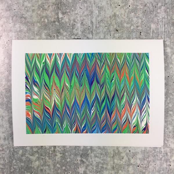Blank card with marbled paper, Chevron