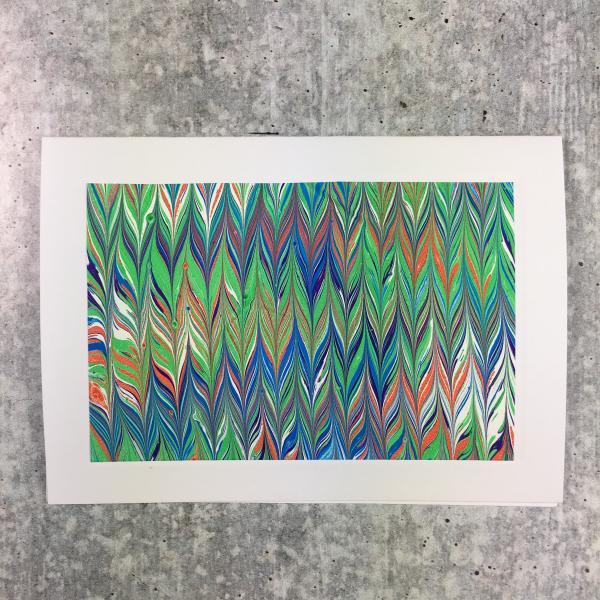Blank card with marbled paper, Chevron