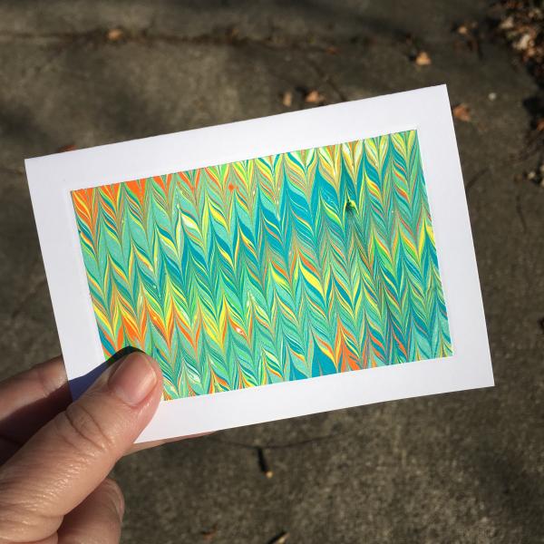 Blank card with marbled paper, Chevron picture