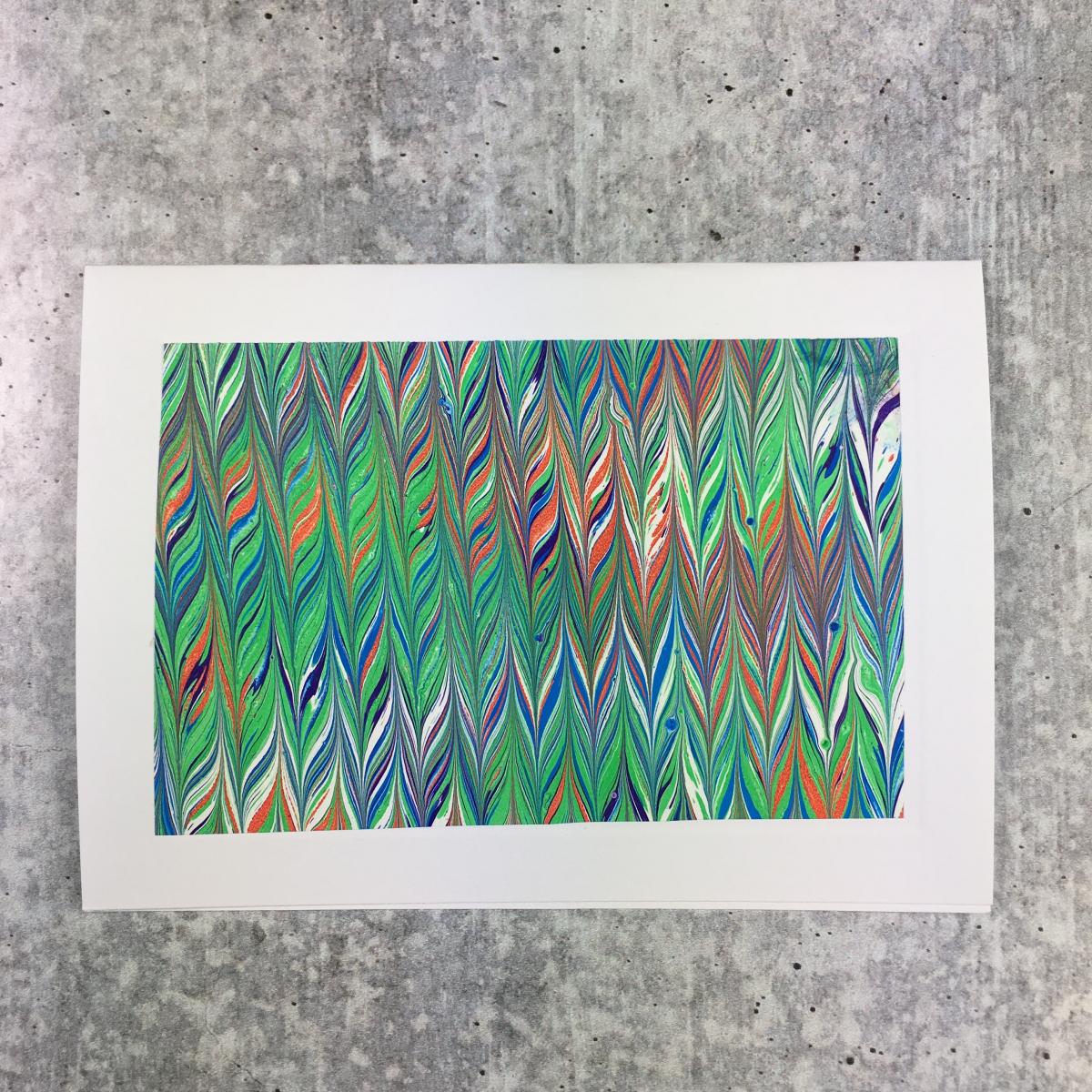 Blank card with marbled paper, Chevron picture