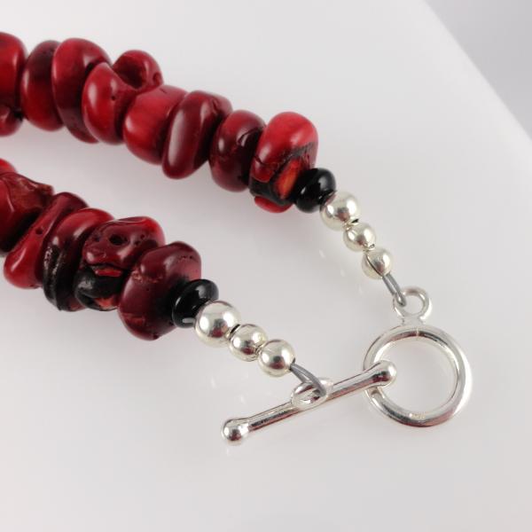 Red Coral and Fine Silver Mantra Necklace picture