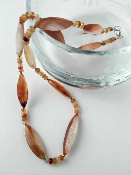 Carnelian Necklace with Shades of Orange and White