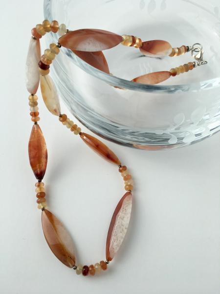 Carnelian Necklace with Shades of Orange and White picture