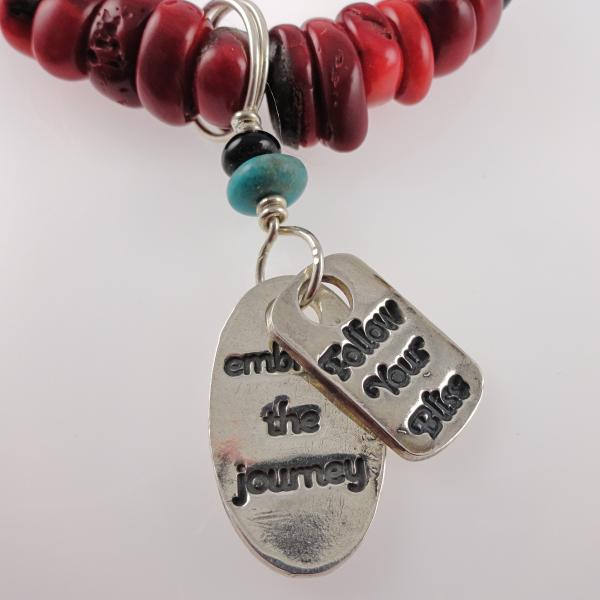 Red Coral and Fine Silver Mantra Necklace picture