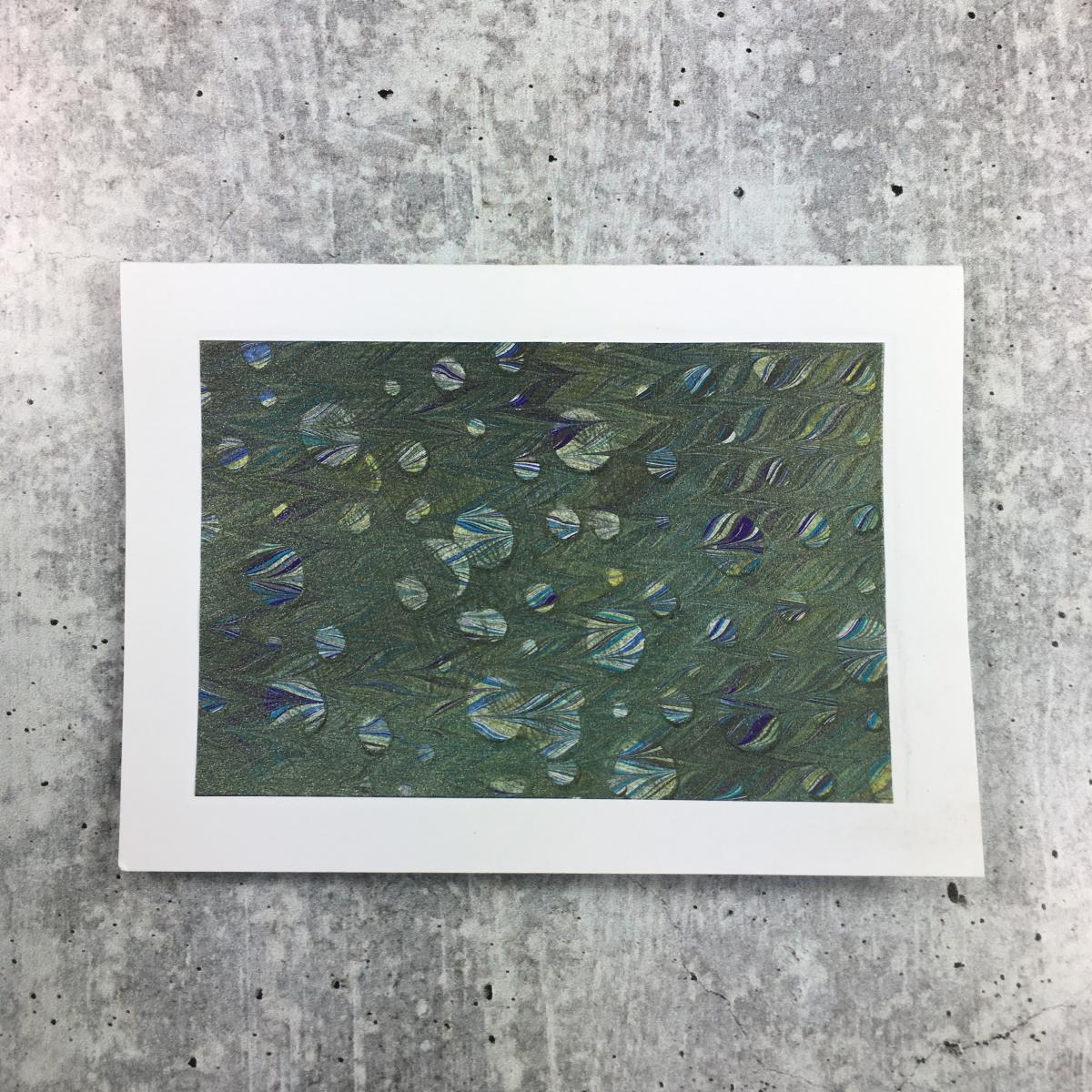 Blank card with marbled paper, Black Dots picture