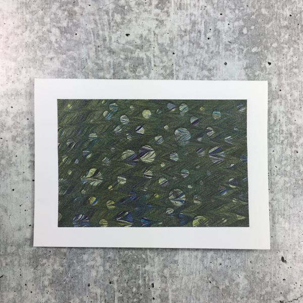 Blank card with marbled paper, Black Dots