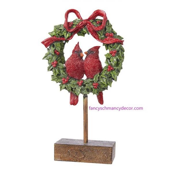 12.5" Cardinals in Wreath by RAZ Imports