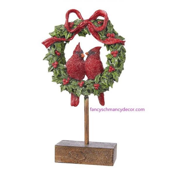 12.5" Cardinals in Wreath by RAZ Imports picture