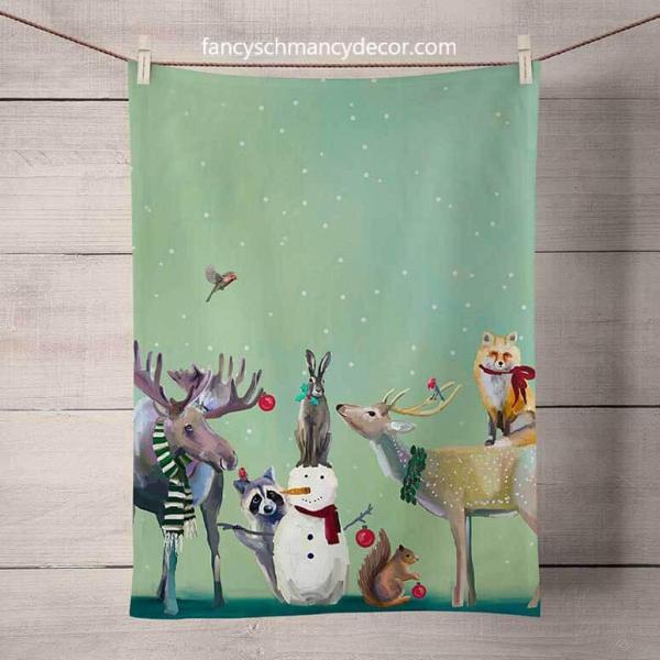 Holiday - Snowman & Wondrous Animals Tea Towel