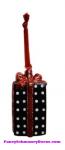 Gift Box Black Red Ornament by D. Stevens