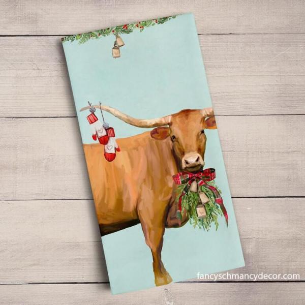 Holiday - Festive Longhorn Tea Towel picture