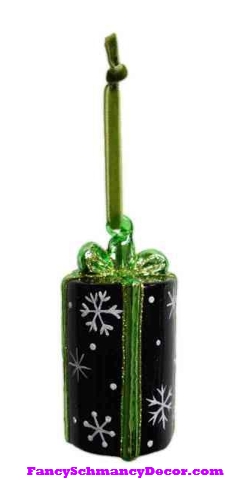 Gift Box  Black and Green Ornament by D. Stevens picture