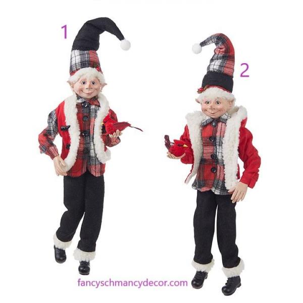 16" Plaid Posable Elf Assorted Set of 2 by RAZ Imports picture