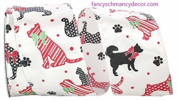 2.5" x 10 yds Dog Holiday Wired Edge Ribbon