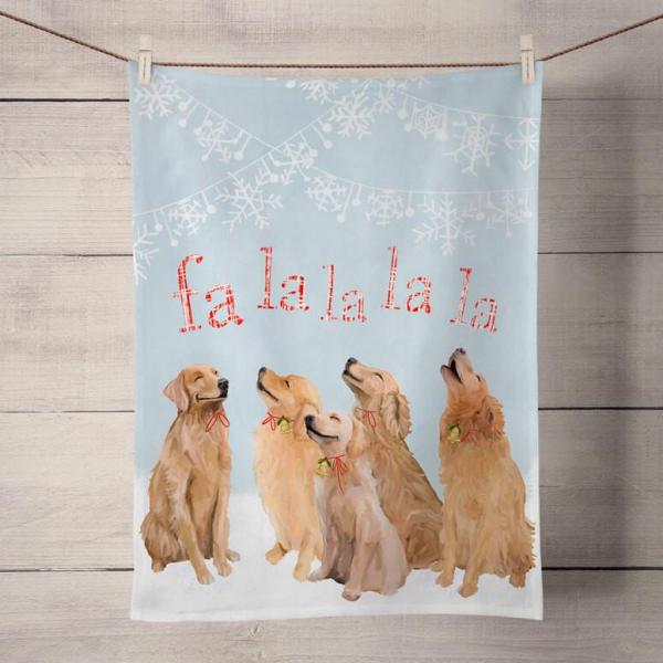 Holiday - 5 Goldens Singing Tea Towel