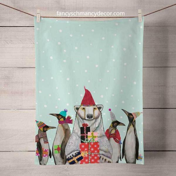 Holiday - Polar Bear And Penguins Tea Towel