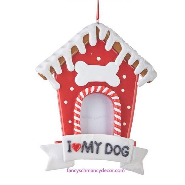 5.5" Gingerbread Dog House Frame Ornament by RAZ Imports