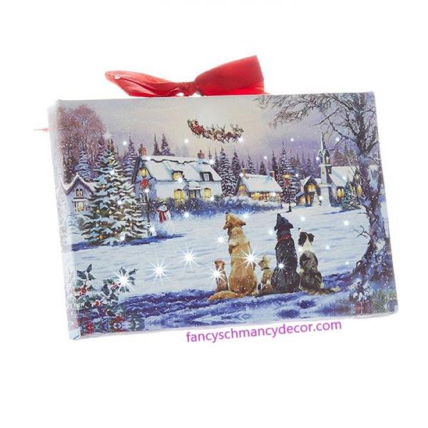 6" Dogs Watching Santa Lighted Print by RAZ Imports
