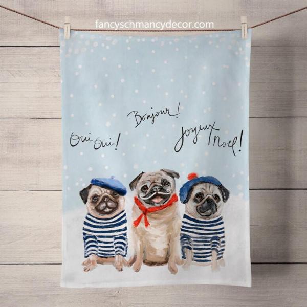 Holiday Collection - 3 French Pugs Tea Towels picture