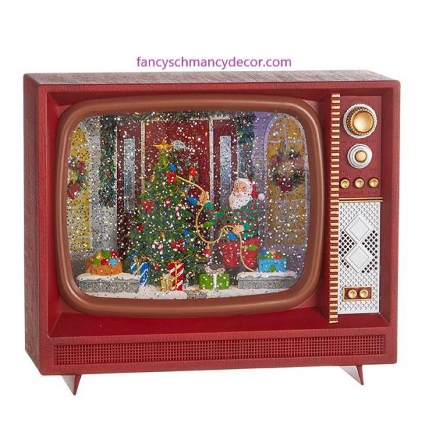 10" Santa Decorating Tree Musical Lighted Water TV by RAZ Imports picture