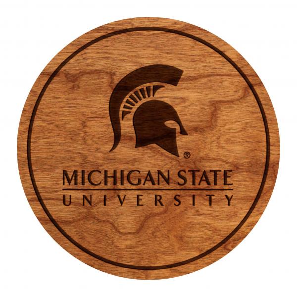 Michigan State Spartans Coaster Spartan Helmet on Full Name