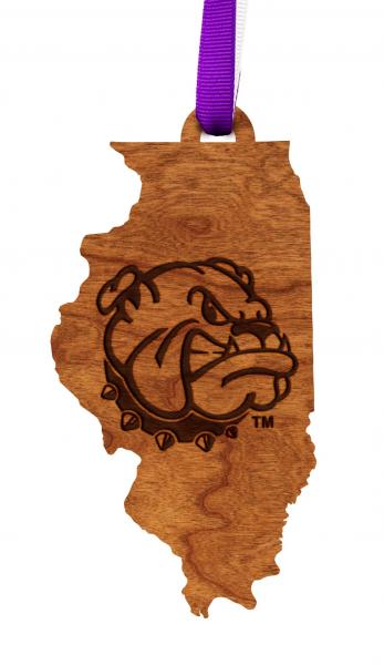 Western Illinois University - Ornament - State Map with Bulldog picture