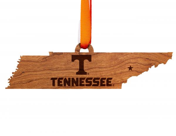 Tennessee - Ornament - State Map with Block T over Tennessee