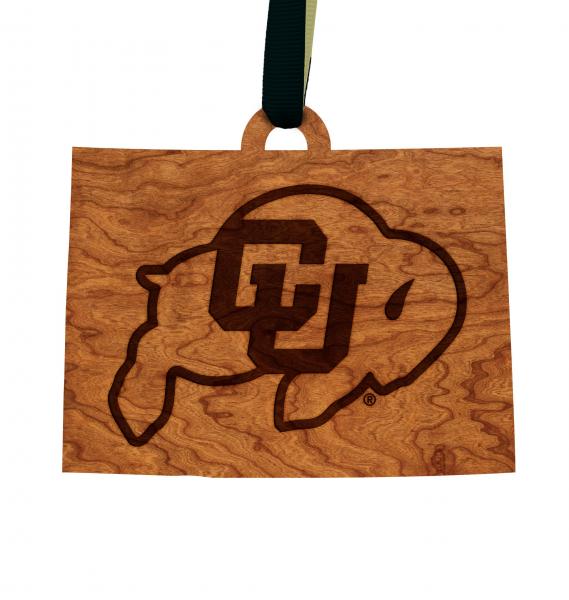 Colorado - Ornament - State Map with Buffalo Logo