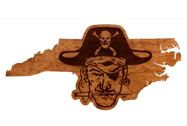 East Carolina University - Wall Hanging - State Map - Vault Pirate Head with Knife