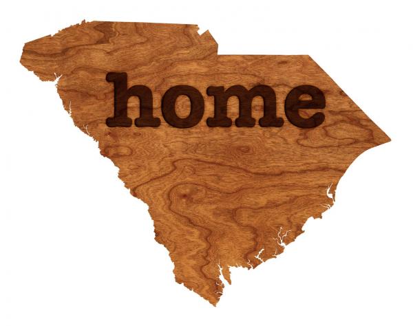 Wall Hanging - State Map - "Home" - SC - Block Text  - Standard Size