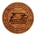 Georgia Southern University - Coaster - Athletic Eagle Head Logo with "HAIL SOUTHERN AND NO PLACE ELSE" - Cherry - by LazerEdge