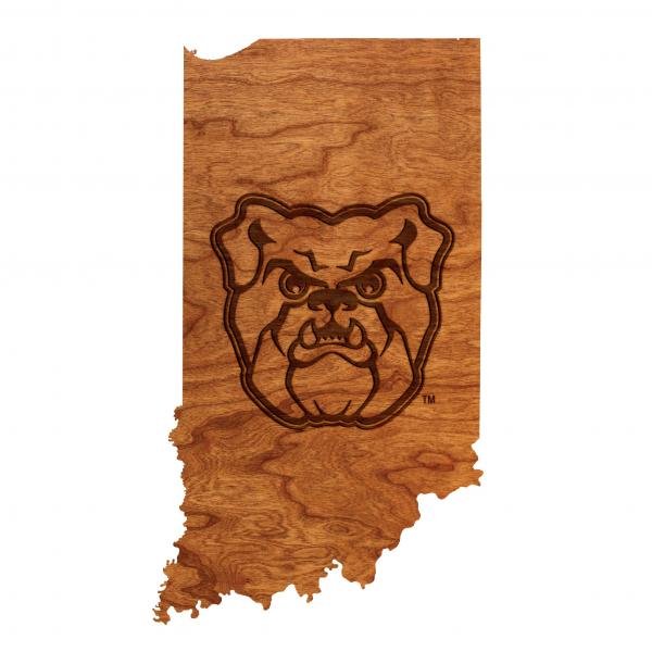 Butler University - Wall Hanging - State Map - Bulldog Head