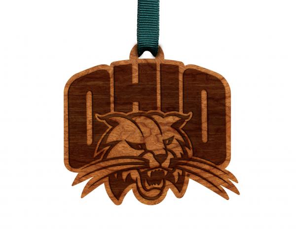 Ohio University - Ornament - Logo Cutout - Ohio with Cat