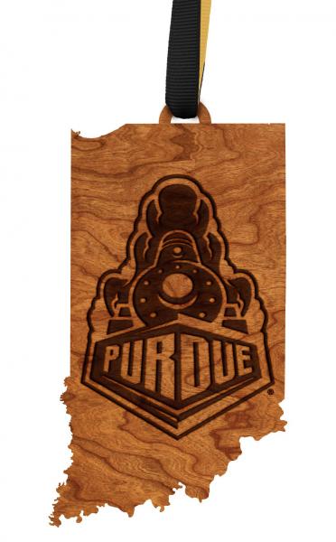 Purdue - Ornament - State Map with Boilermaker Logo