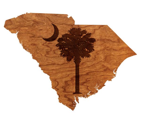 Wall Hanging - State Map - SC Map with Palmetto Moon Tree and Moon Logo