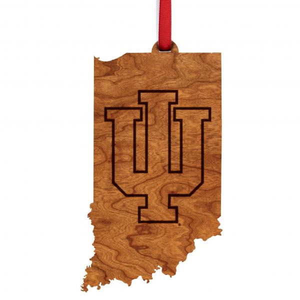 Indiana University - Ornament - State Map with IU Logo