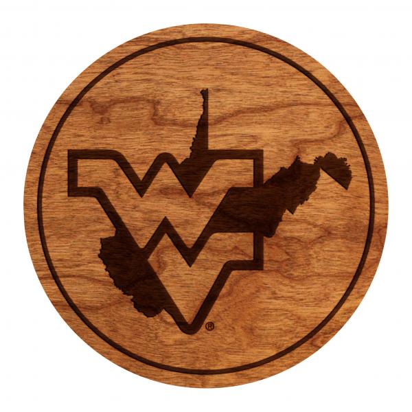 West Virginia Mountaineers Coaster State Map with Block WV